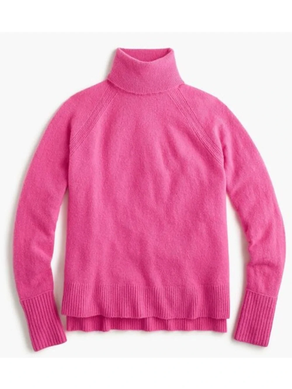 J. Crew Turtleneck Sweater with Side Slits in Supersoft Yarn Pink Sz L